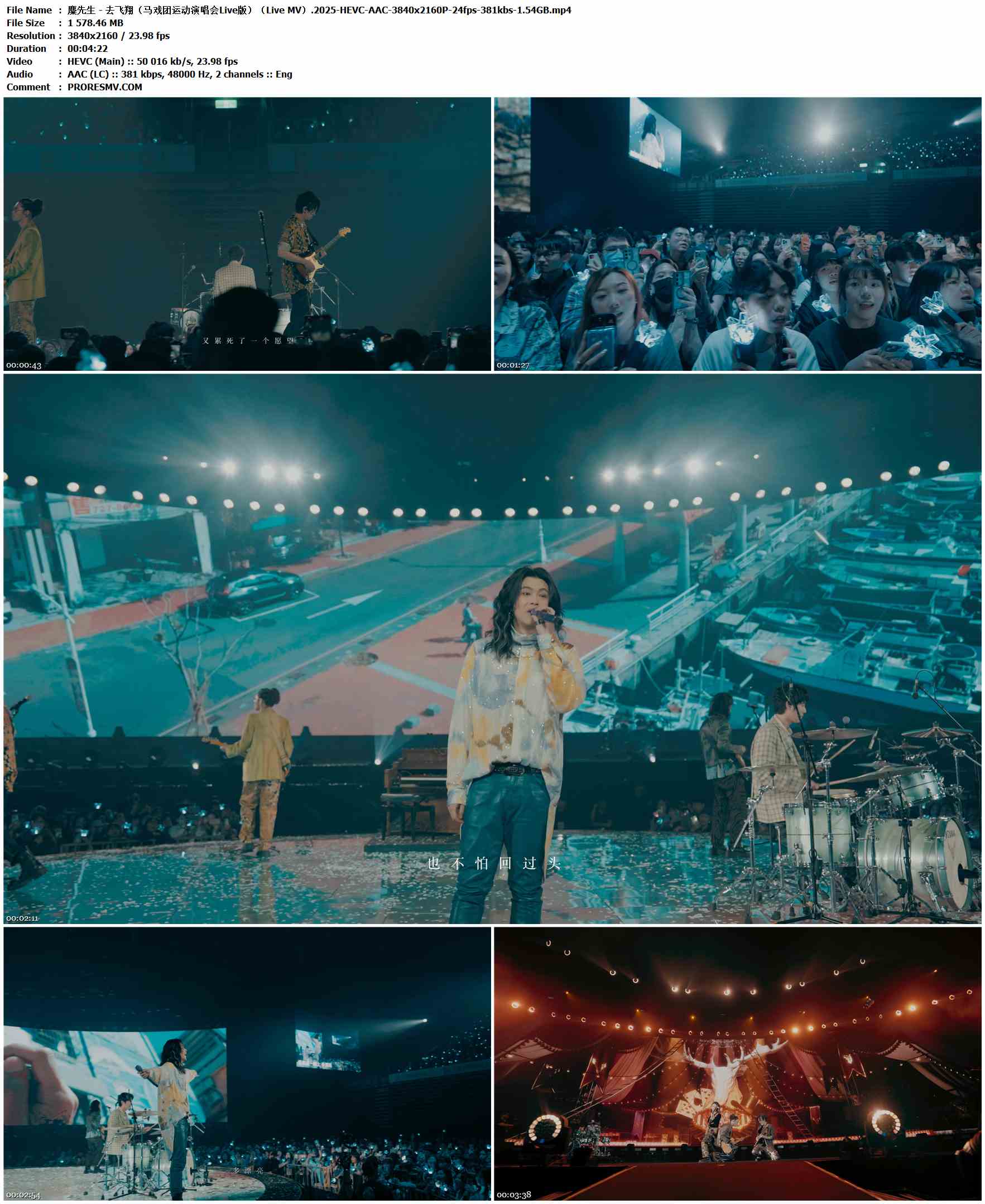 麋先生 - 去飞翔（马戏团运动演唱会Live版）（Live MV）.2025-HEVC-AAC-3840x2160P-24fps-381kbs-1.54GB官方MV_高清MV